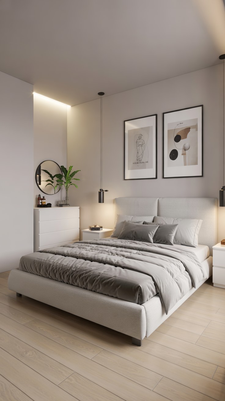 Modern Minimalist Bedroom Design with Ambient Lighting Ideas