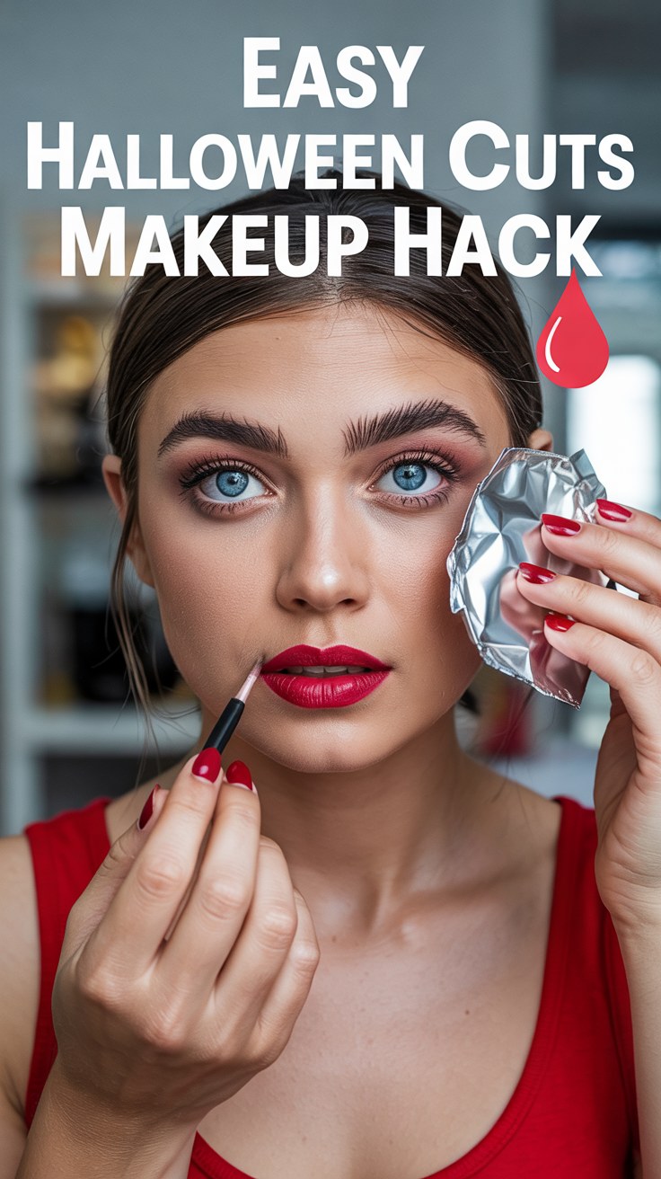 Easy Halloween Tinfoil Makeup Hack for Spooky Cuts