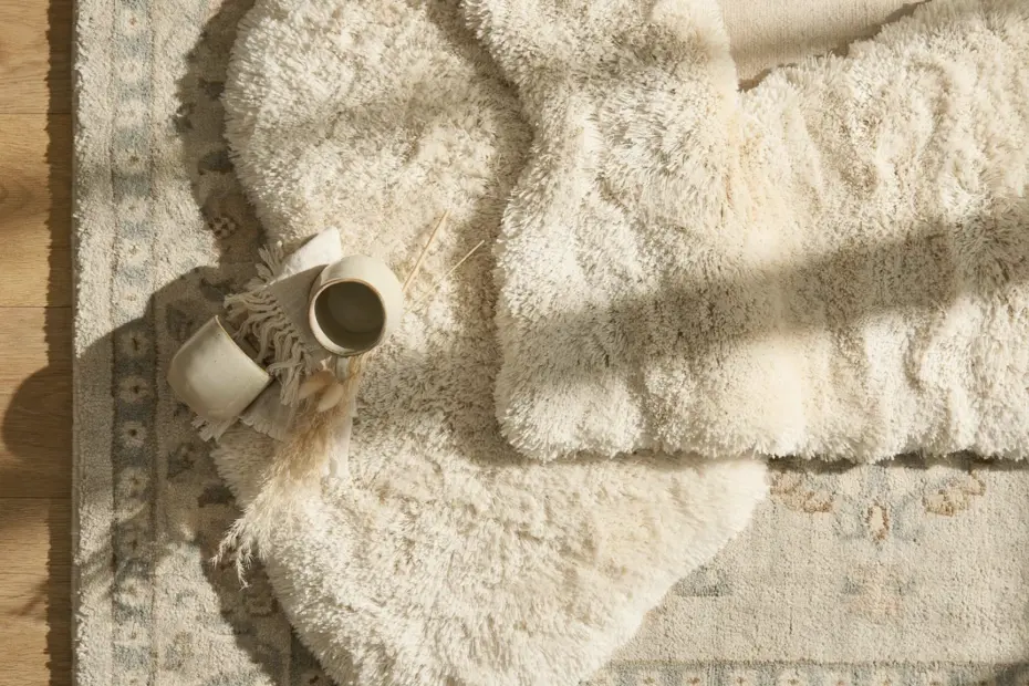 English Cottage Rug Sample | Laurel Cream 18x18 by Rifle Paper Co.