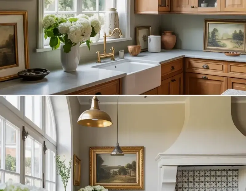Bright Modern Kitchen with Arched Window and Farmhouse Sink Ideas
