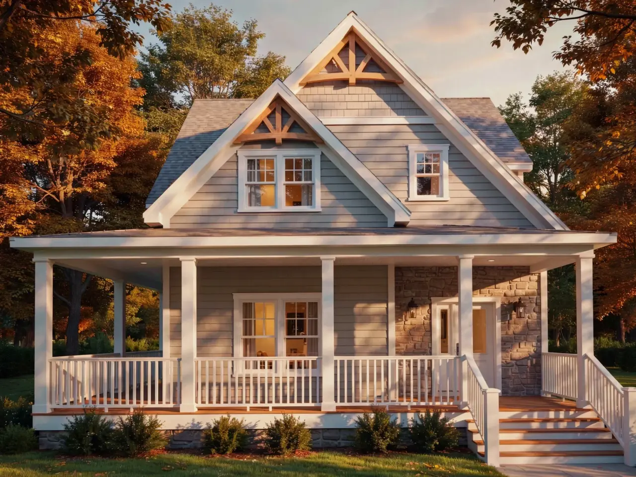 Sophisticated Country Cottage Elevation | Cozy Cottage Style House Plan