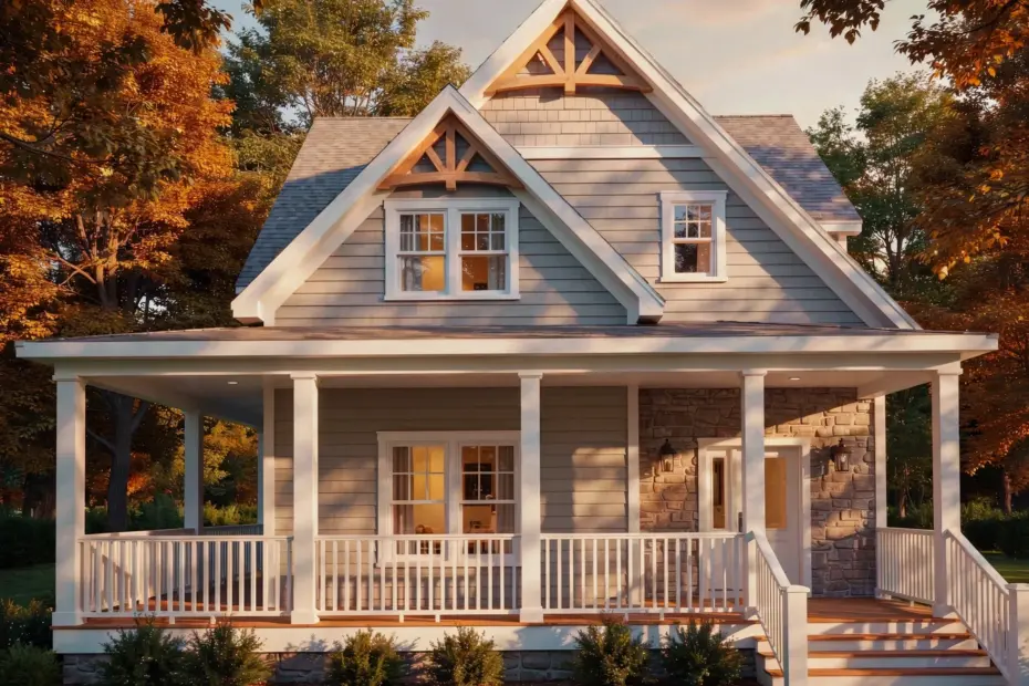 Sophisticated Country Cottage Elevation | Cozy Cottage Style House Plan